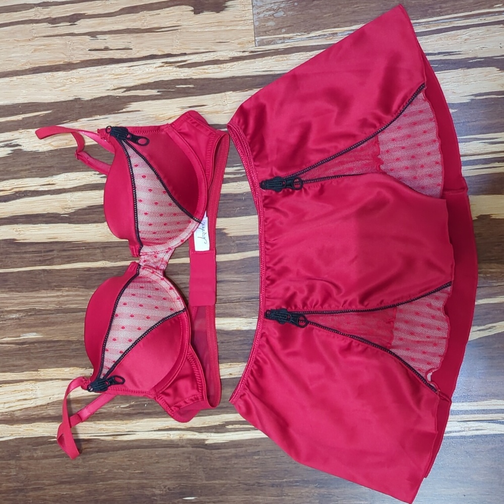 Jezebel bra and skirt lingerie set